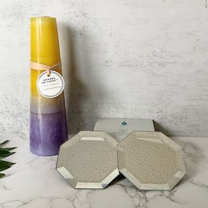 Chesapeake Bay Botanical 3-Scent Candle and Two Partylite Mirrored Coasters